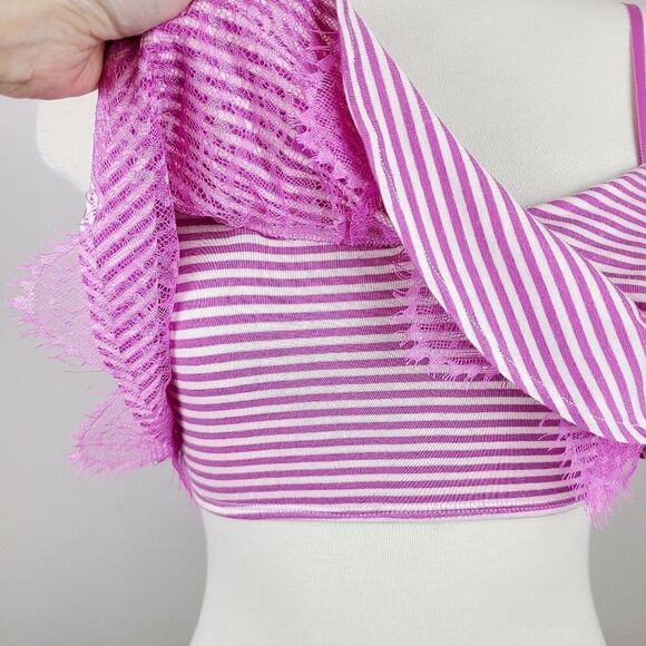 Joe's Jeans Purple Orchid Stripe Popover Lace Bralette XS - Picture 4 of 16